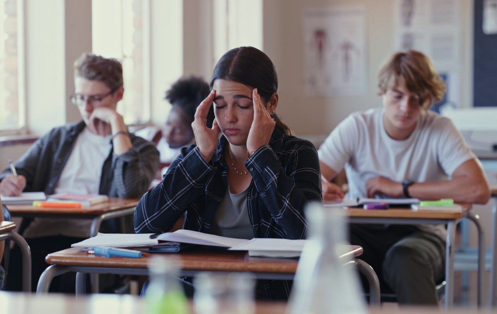 Student experiencing stress in classroom